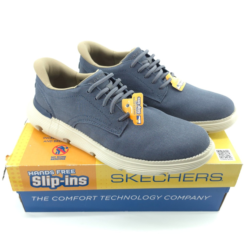Skechers Mens Garza-Clive Hands Free Slip-ins Canvas Blue 10.5 Vegan Oxford